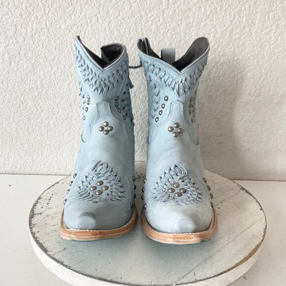 Lane COSSETTE Womens Cowboy Booties 8 Blue Cowgirl Western Boots Short Ankle - Picture 5 of 11